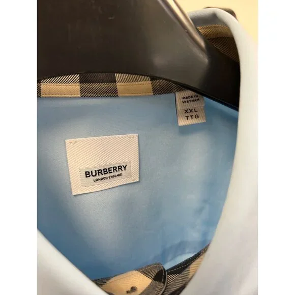 Burberry Men’s Cambridge Slim-Fit Stretch-Cotton Sport Shirt Pale Blue XXL